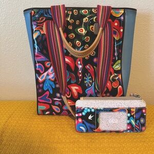 Consuela Sophie Multi Print Chica Tote Bag with matching Consuela Card organizer